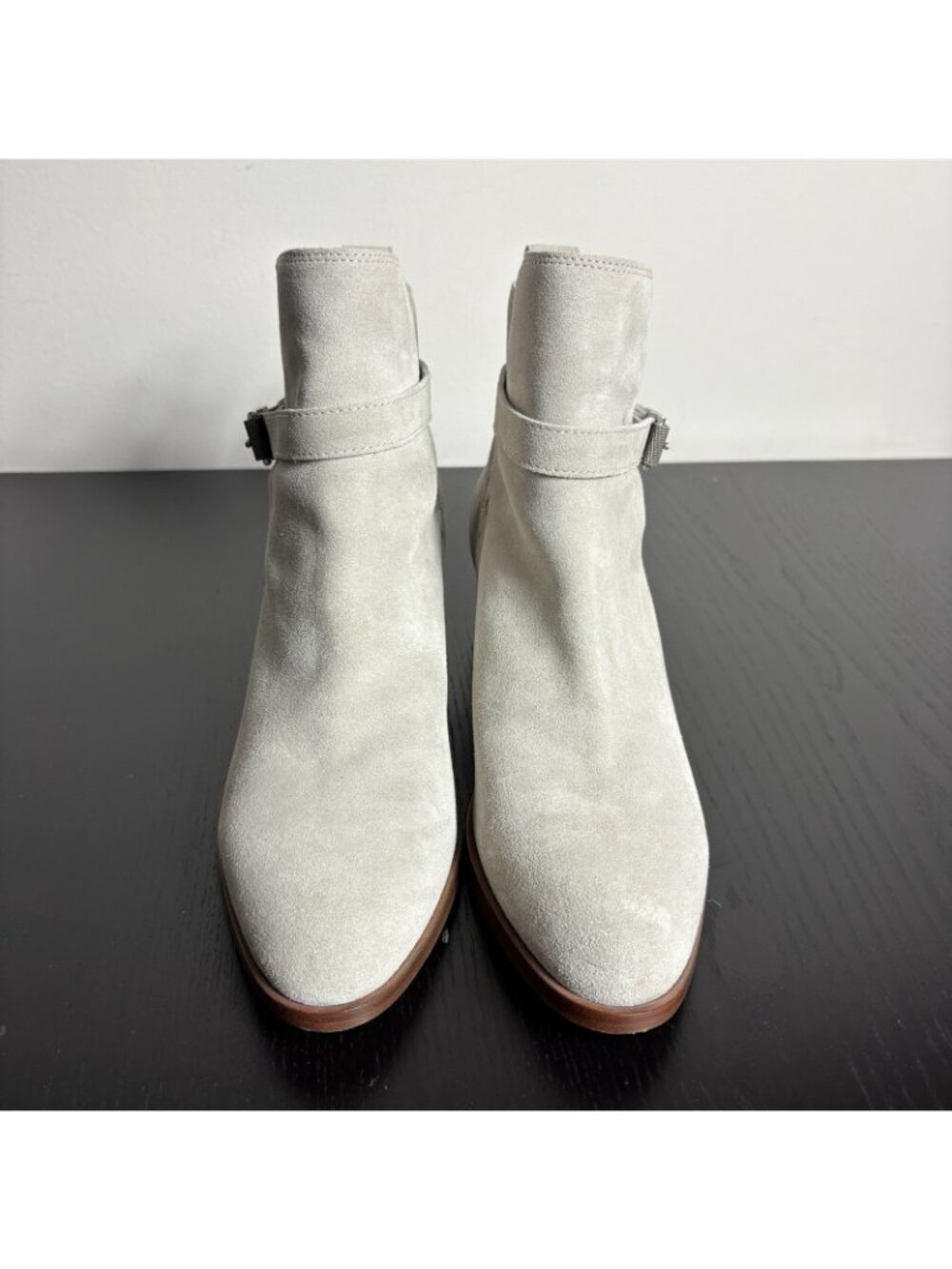 RAG & BONE Womens Size 39 Walker Suede Buckle Booties Light Gray Heeled Boots - Picture 3 of 12